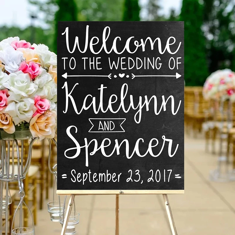Добро пожаловать в наш свадебный знак Свадебный холщовая доска для вывесок