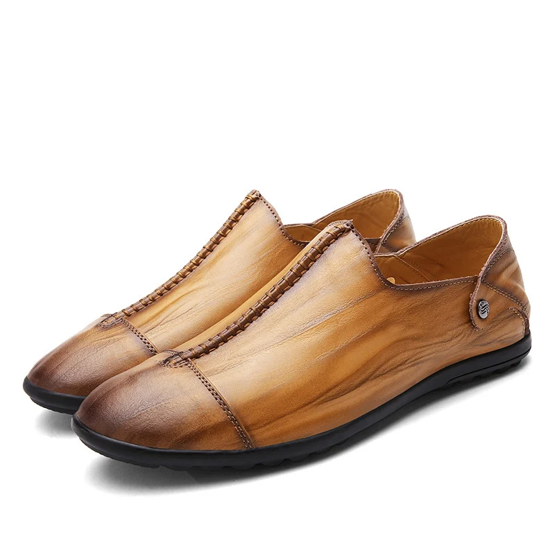 Cowhide Peas Shoes Men Casual Autumn New Sets Of Feet Lazy Fashion Driving Business zapatos de mujer | Обувь