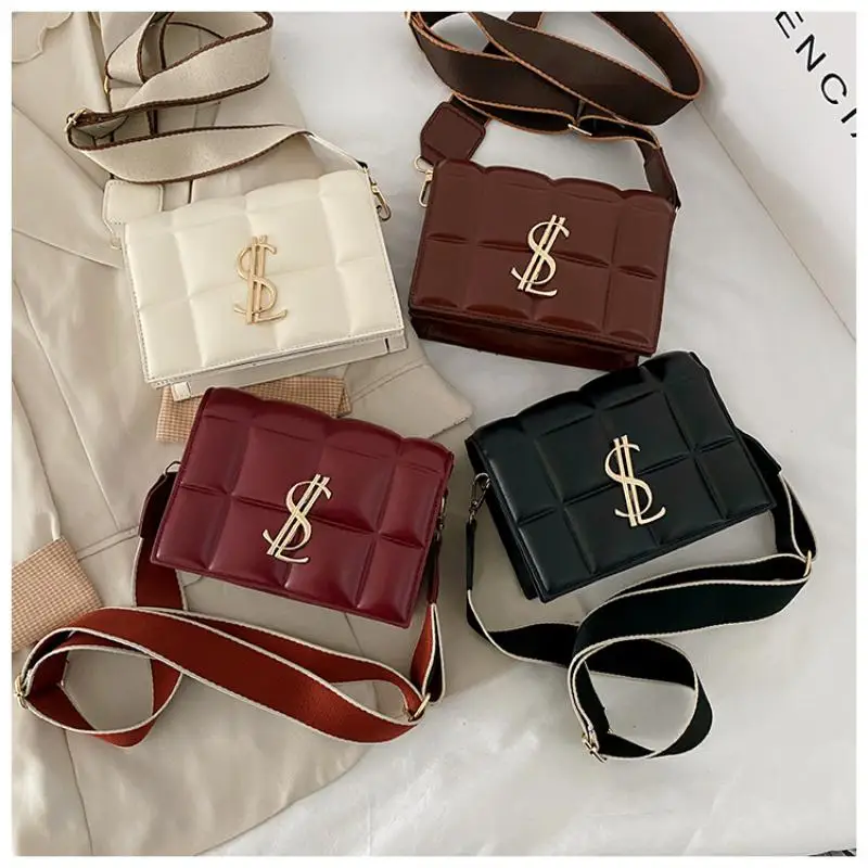 

Women Handbags 2021 New Fashion Shoulder Messenger Bag Female Rhombus Wide Shoulder Strap Crossbody Bag Small Square Package
