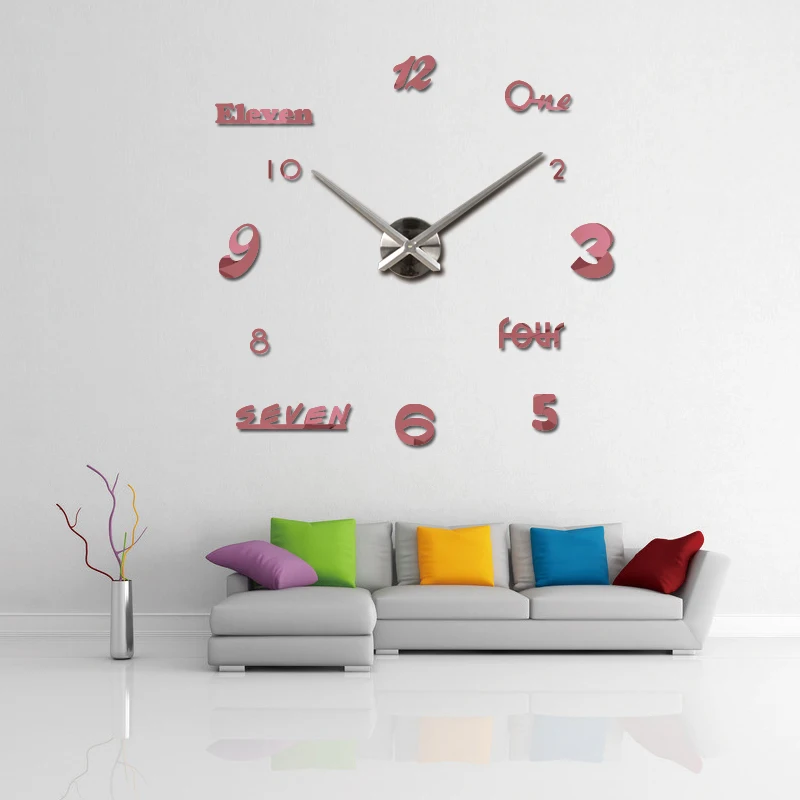 

2020 new wall clock acrylic mirror clocks reloj de pared quartz watch horloge home living room modern Pastoral diy 3d stickers