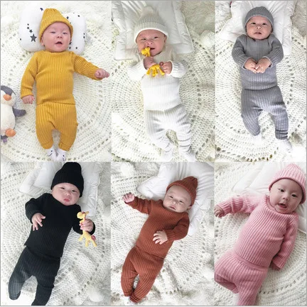 Комплект хлопковой трикотажной одежды для маленьких мальчиков и девочек на