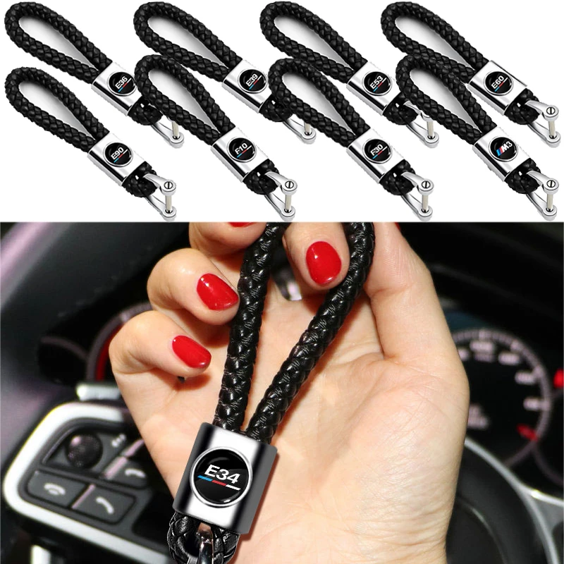 

New Woven Leather Car KeyChain Detachable Metal Key Chain For BMW 3 Series 5 Series 7 Series E34 E36 E39 E53 E60 E90 F10 F30 M3
