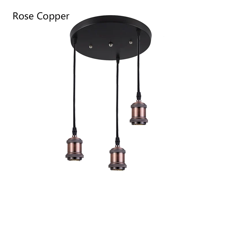 Rose Copper Round Потолочный светильник E27 лампа 3 головки Ретро промышленный Ресторан Лофт Современная винтажная Потолочная люстра бар кафе столовая лампа - Цвет корпуса: Rose Copper Round