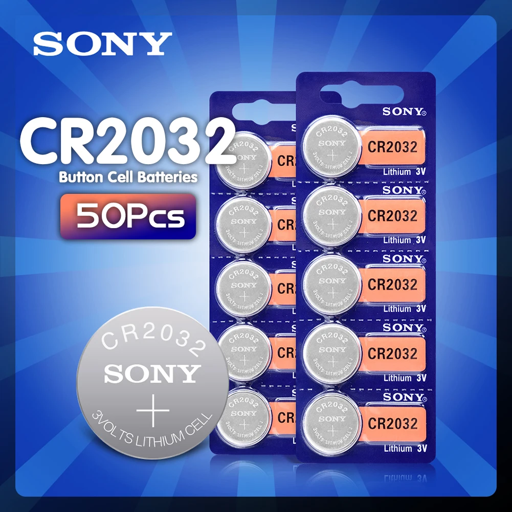 50pcs/lot sony CR2032 3V Original Lithium Battery For Watch Remote Control Calculator 2032 button cell coin batteries | Электроника