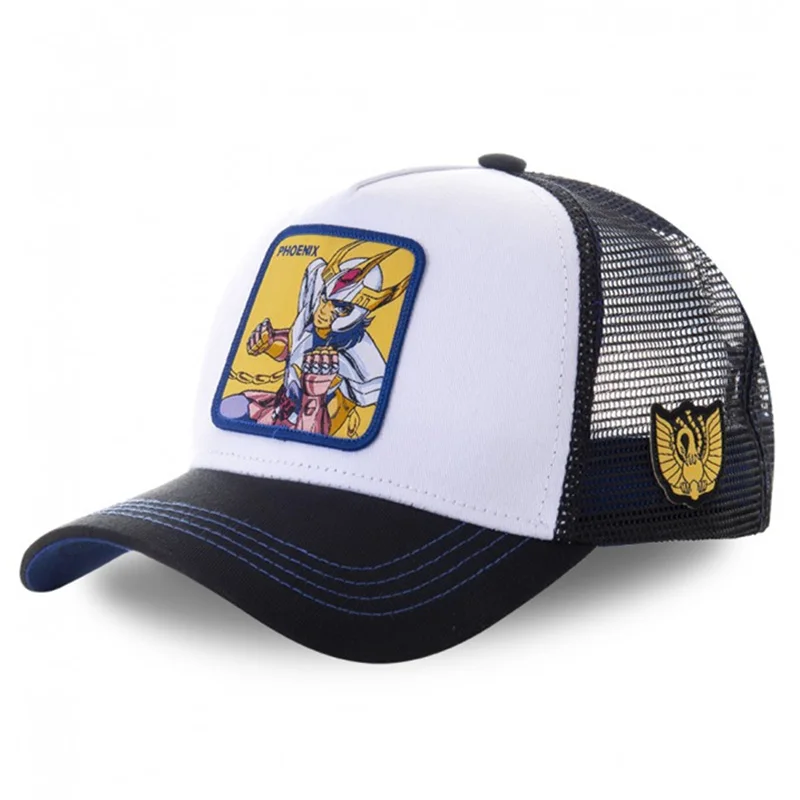 

High Quality Saint Seiya Cartoon Anime Snapback Baseball Cap Men Women Hip Hop Dad Mesh Trucker Hat Dropshipping