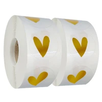 round gold heart transparent adhesive sticker cute sealing label sticker for envelope gift decor stationery sticker 500 pcsroll