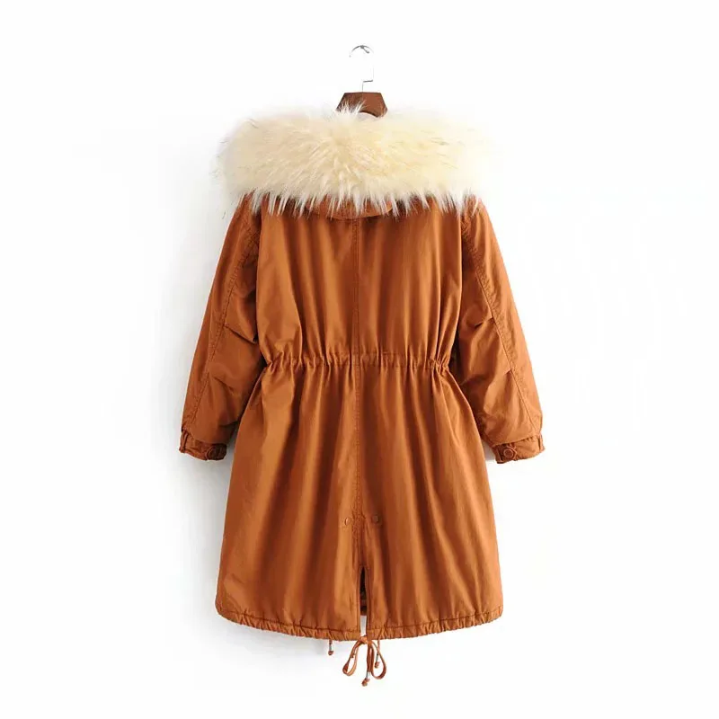 Parkas Women Thicken Warm Hooded Fur Collar 2021 New Winter Warm Casual High Quality Tooling Loose Womens Cotton Jackets NBH175
