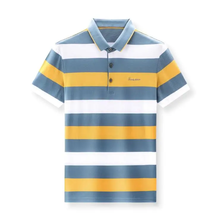 

Brand Business Casual Short Sleeve Polo-Shirt Men Spring Summer New Arrival Fashion Hit Color Striped Cotton Top S203