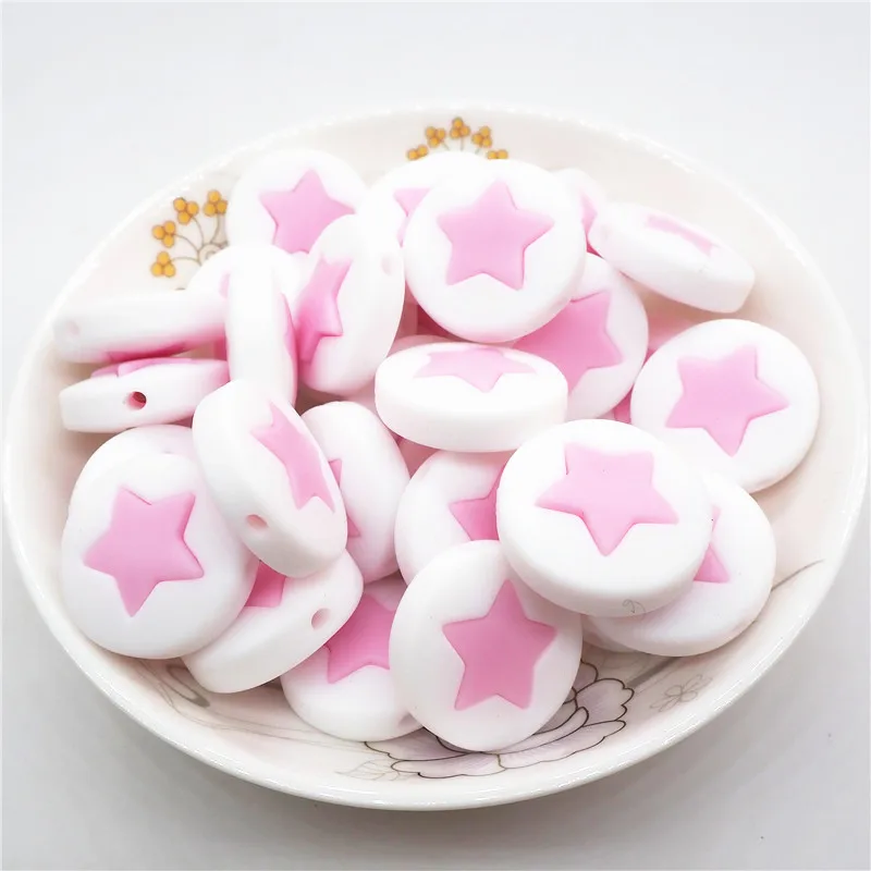 Pastel Pink Chengkai 10 шт силиконовые бусины в форме звезды DIY детская погремушка пустышка украшения Прорезыватель для зубов игрушки изготовление 45 мм большая звезда бусины bpa бесплатно - Цвет: Pastel Pink