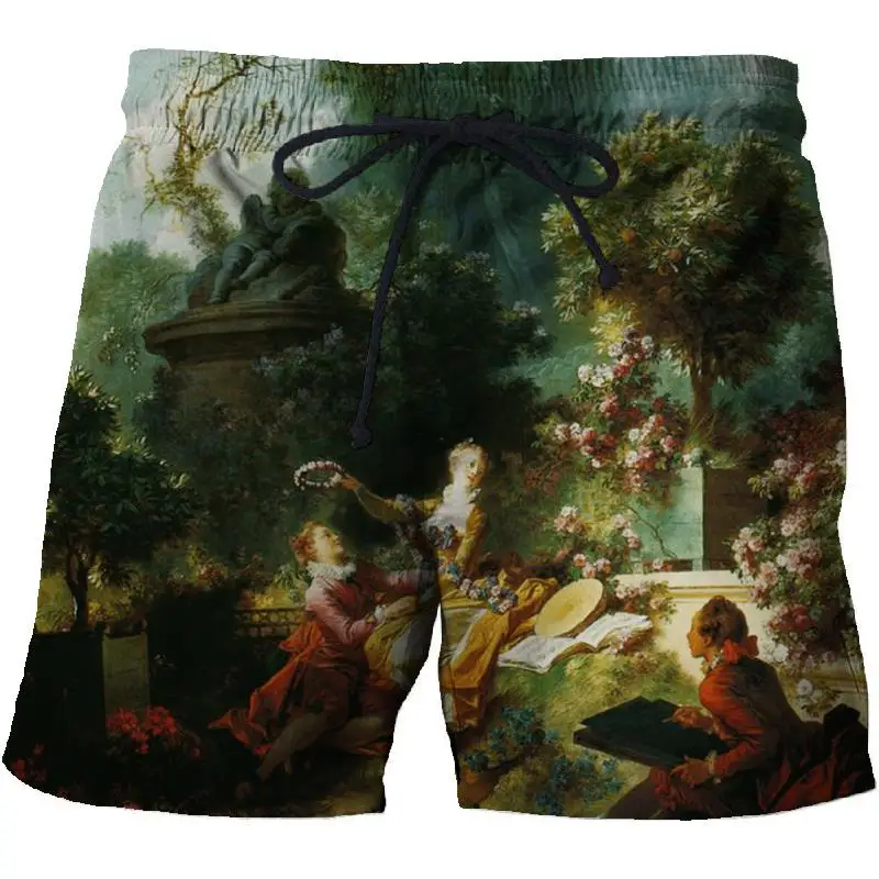

World famous painting 3D printing beach shorts men's shorts famous painting pants quick-drying streetwear casual beach pants