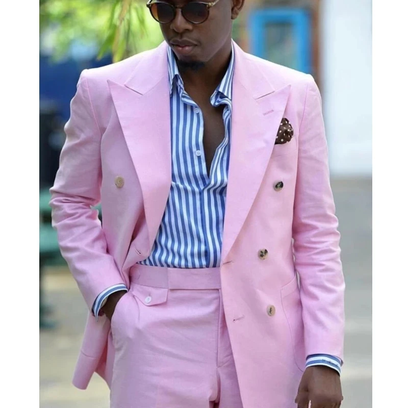 

Новейшие индивидуальные горячие продажи розовые пиковые лацканы двубортные смокинги для жениха деловой костюм мужские деловые приталенны...