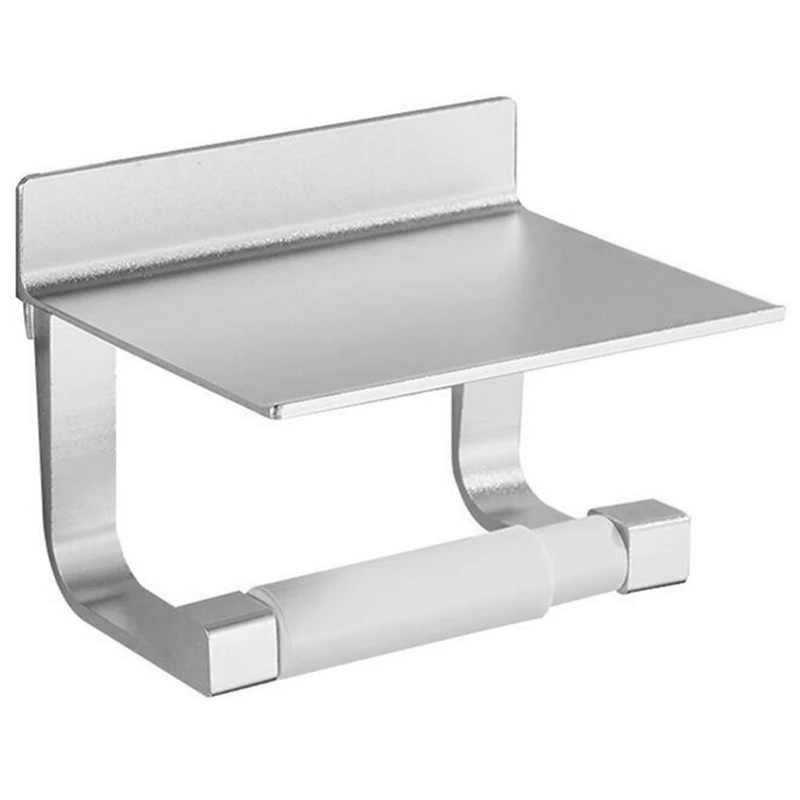 

Toilet Paper Holders Space Aluminum Multi-Function Storage Hooks Bathroom Shelves with Ashtray Towel Shelf Phone Holder