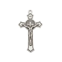 100pcs saint benedict medal jesus christ cross zinc alloy charm pendants diy jewelry fit pendants necklace 20 2x37 5mm