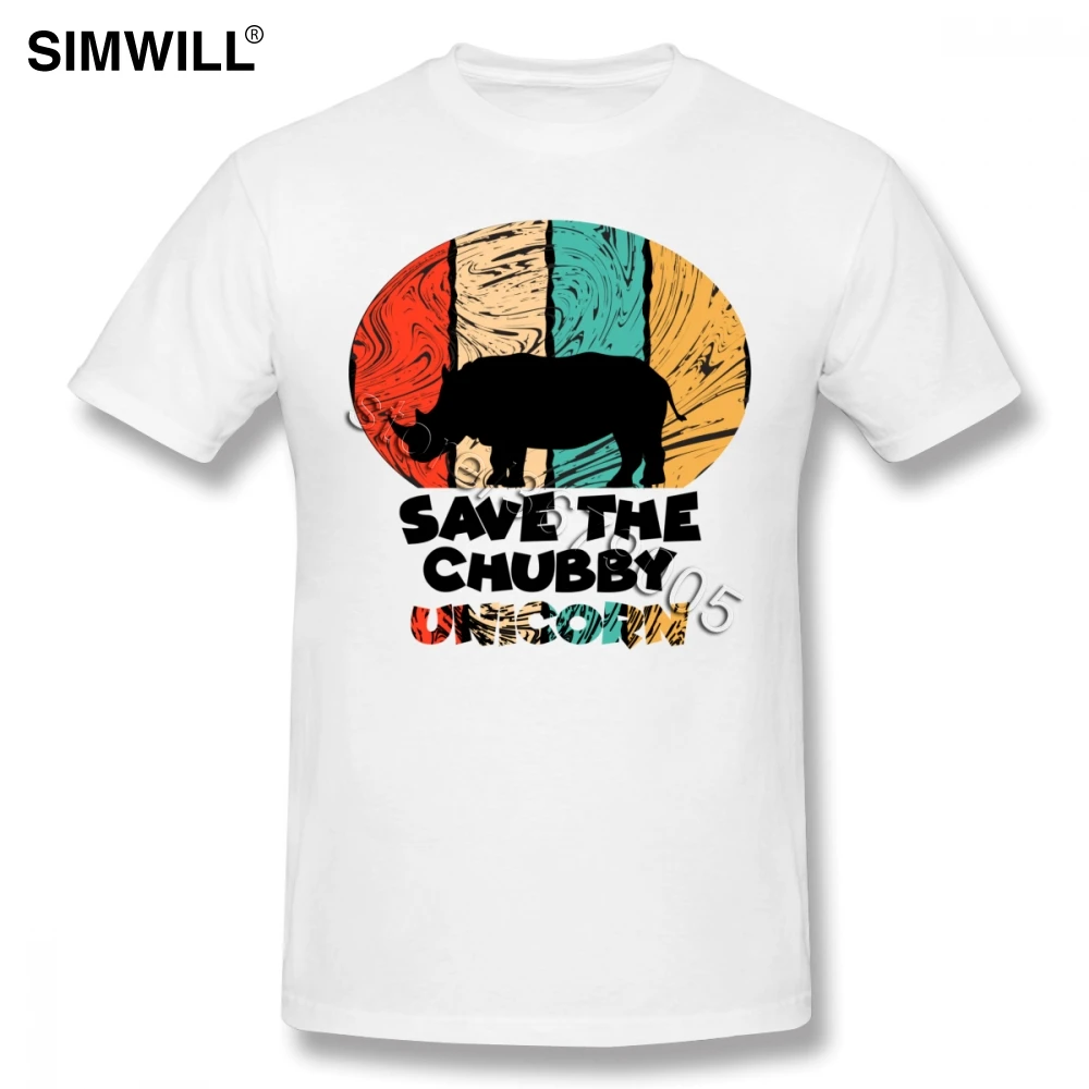 Футболка с надписью Save The Chubby Unicorns Ретро футболка Носорогом Мужская крутая