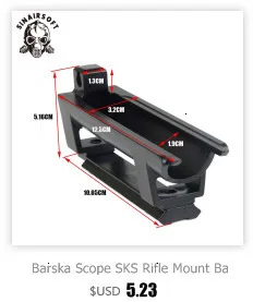 SINAIRSOFT 5th Gen SKS 5th Gen Hi-profile Integral See-thru Mount в комплекте с " кольцами MNT-640T5
