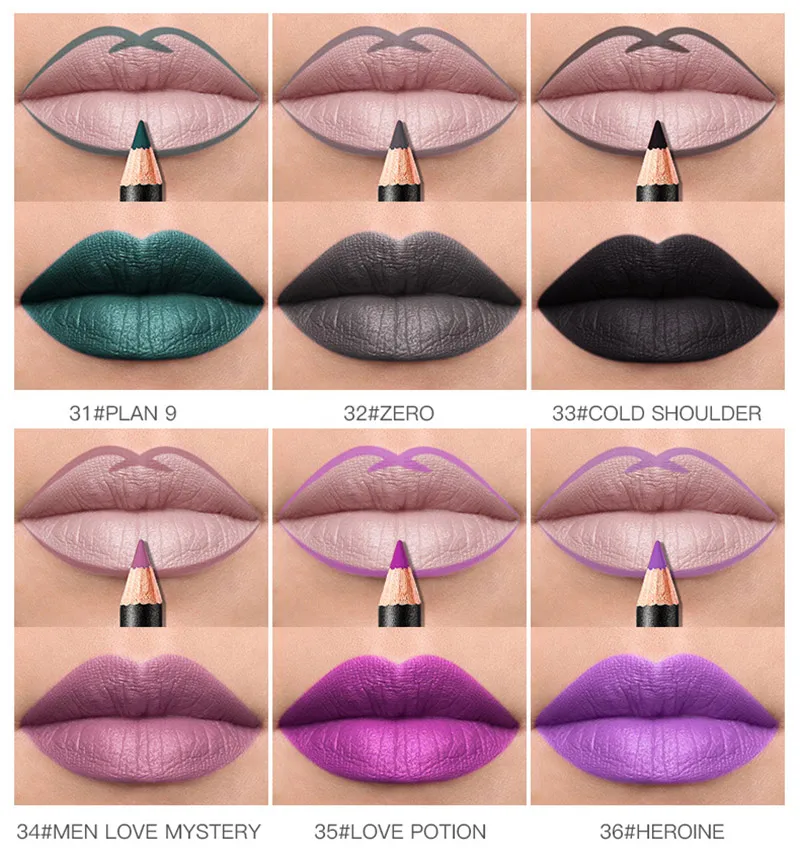 1 шт. Новинка Pudaier Lipliner Nude губная помада карандаш стойкий водонепроницаемый матовый для макияжа, косметика для губ 36 цветов