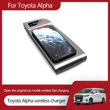 Car QI wireless charger For Toyota Alpha accessories 15W fast charging pad interior modification parts 2015-2021