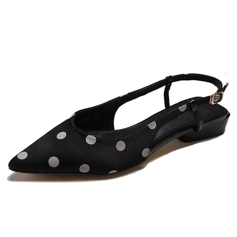 

Flats Sandal For Women 2021 Summer New Pointed Toe Polka Dot Wave Point Sandals Ladies Pointed Toe Shallow Women's Shoes Slides