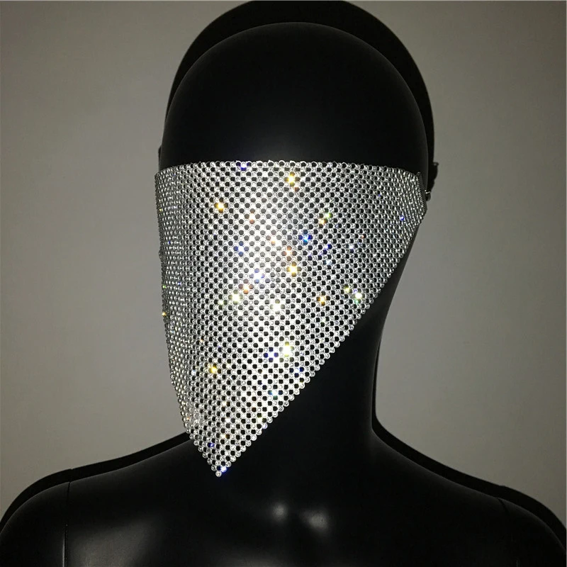 2020 NEW Bling Rhinestone Decoration Mask Jewlery for Women Personality Adjustable Chain Hollow Night Club Party Masquerade |