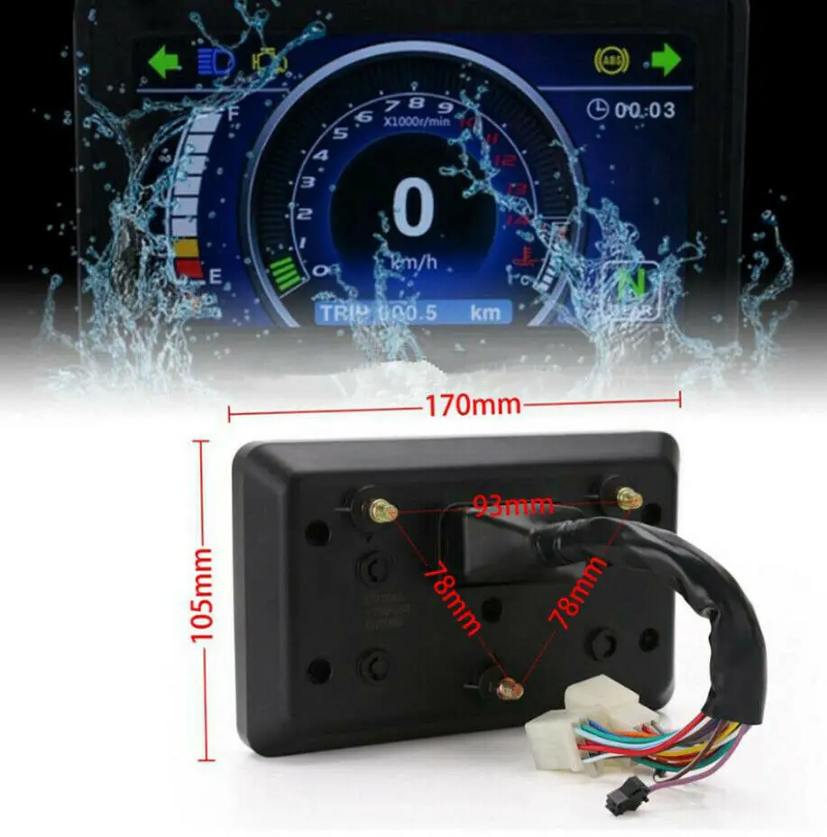 

Universal 1,2,4 Cylinder 12V Motorcycle Full LCD Display Instrument Speedometer Tachometer Odometer