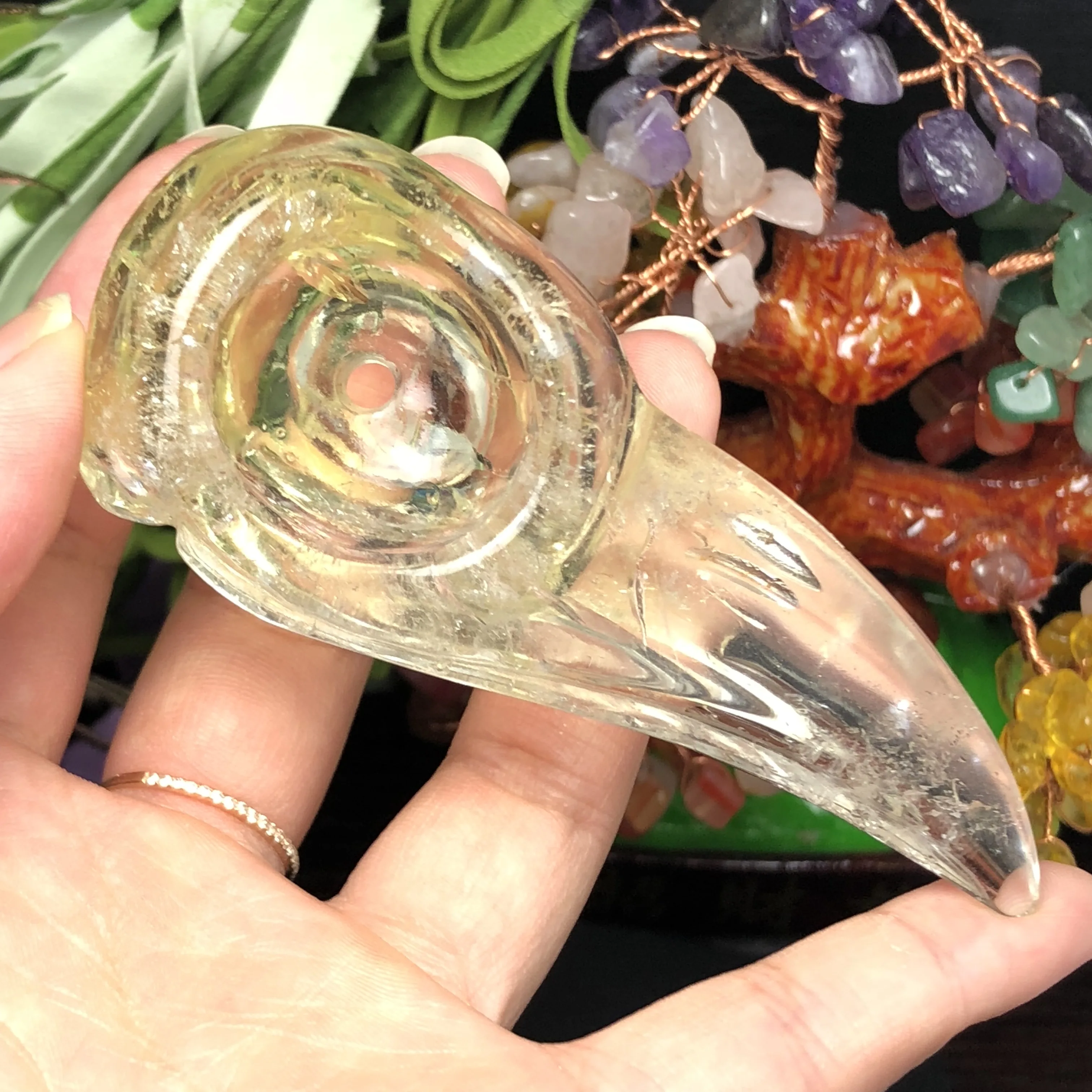 Натуральный 100% топаз чистый вручную резной птичий клюв красивое украшение для