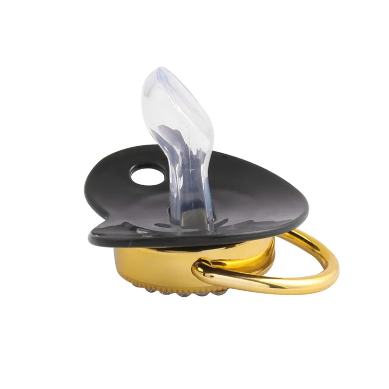 

Black Golden Bling Baby Pacifier with Clip Chain BPA Free Silicone Infant Rhinestone Nipple Soother 0-18 Months Shower Gift