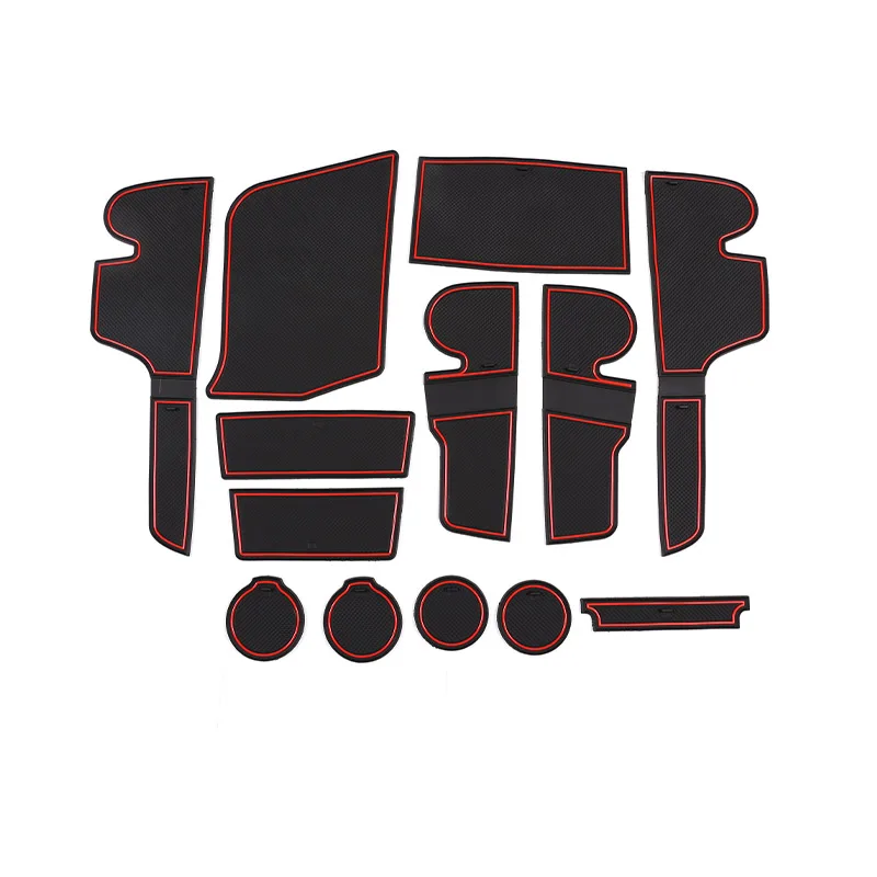 

For Ford Ranger Wildtrak 2012-2021 Car Interior Red Anti-slip Car Door Rubber Cup Cushion Gate Slot Pad Accessories