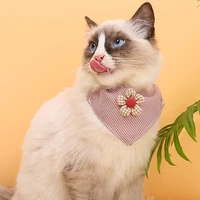 cute adjustable cat triangle scarf plaid style puppy cat dog flower bandanabibs dog accessories for small pet neckerchief