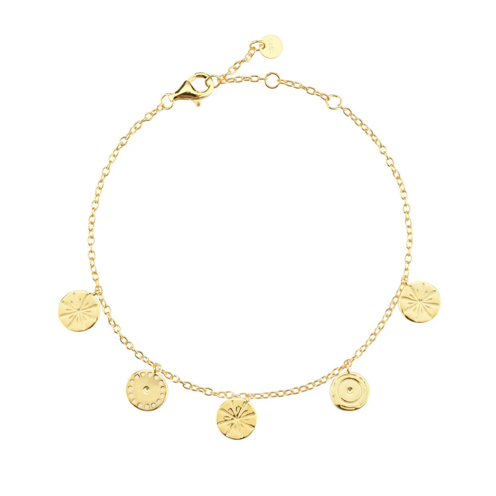 Браслет-цепочка женский из серебра 925 пробы с подвижными круглыми мотивами |