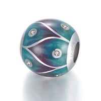 silver 925 jewelry blue enamel charm for snake chain bracelet diy fashion jewelry beads jewelry making brand gw amld011
