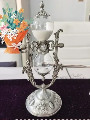 360 ° Вращение Винтаж Европейский Стиль 15 мин песочные часы щетка для декора дома