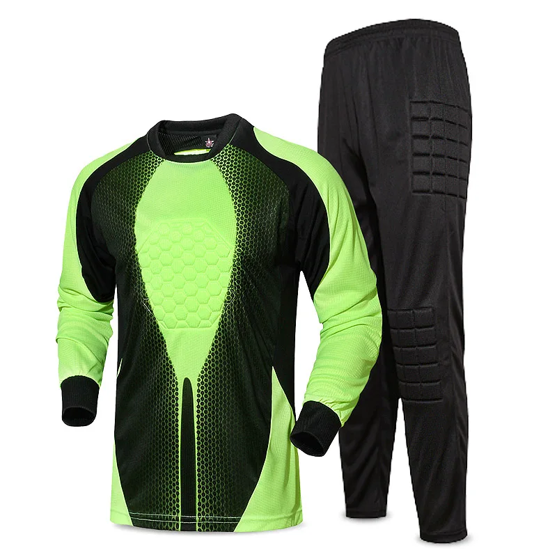 

Custom Men Kids Soccer Goalkeeper Jersey Sets Training Pants Football Jerseys Goal Keeper Uniforms Kneepad Chest Protector