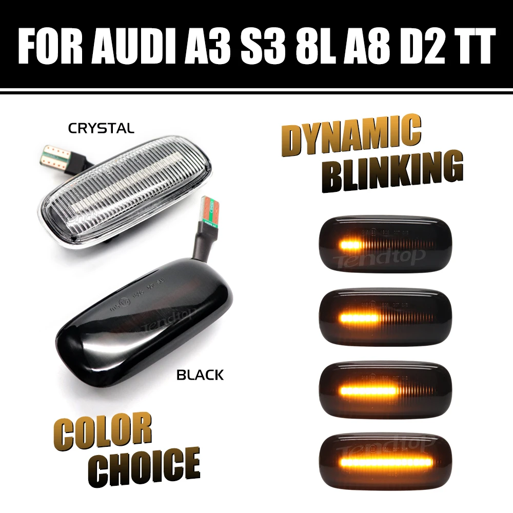 

For Audi A3 S3 8L A8 D2 TT 8N Dynamic LED Turn Signal Light Warning Side Marker Light Sequential Scroll Mirror Indicator