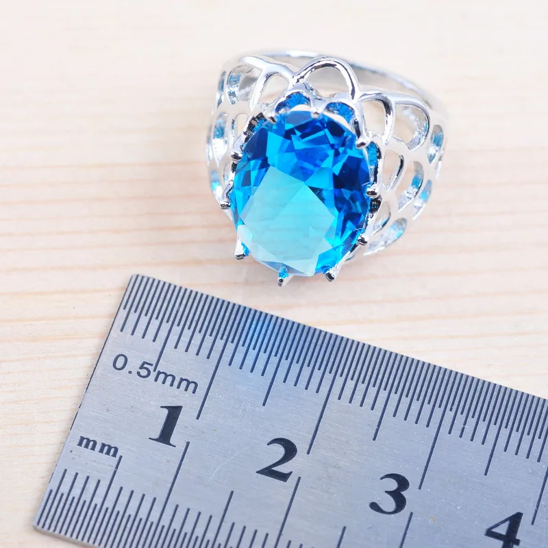 Женский комплект украшений серьги/Подвеска/ожерелье/кольца с уникальным небесно