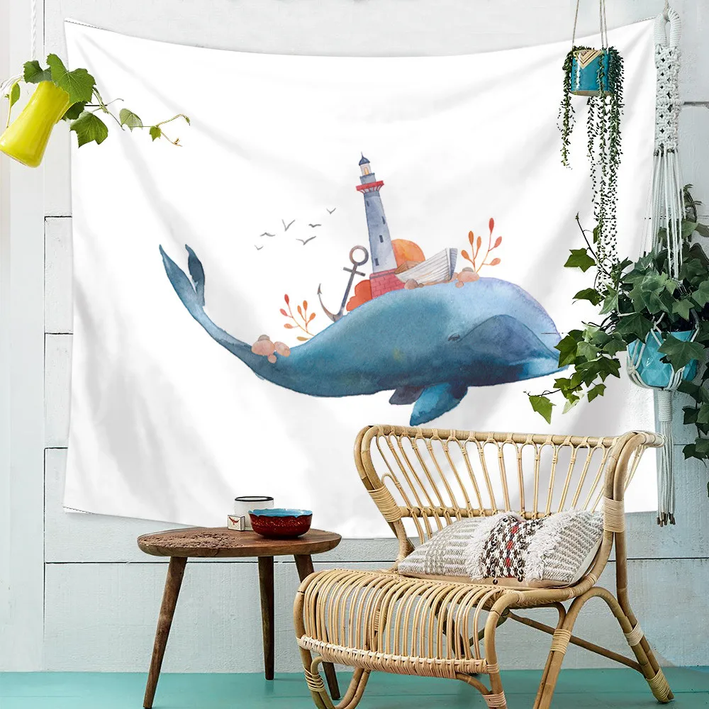 Гобелен с животными Fish декоративное художественное настенное богемное