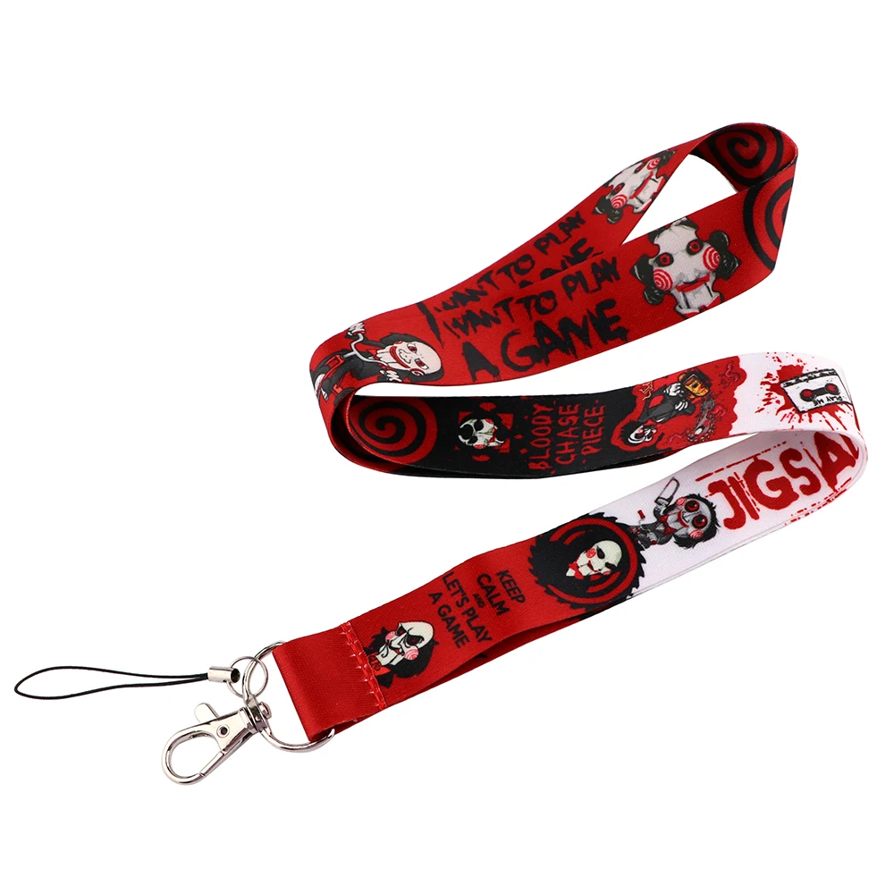 

JF1187 Horror Movies Scream Ghost Face Neck Strap Phone Buttons ID Card Holder Lanyard for Keys DIY Hanging Rope Lanyard