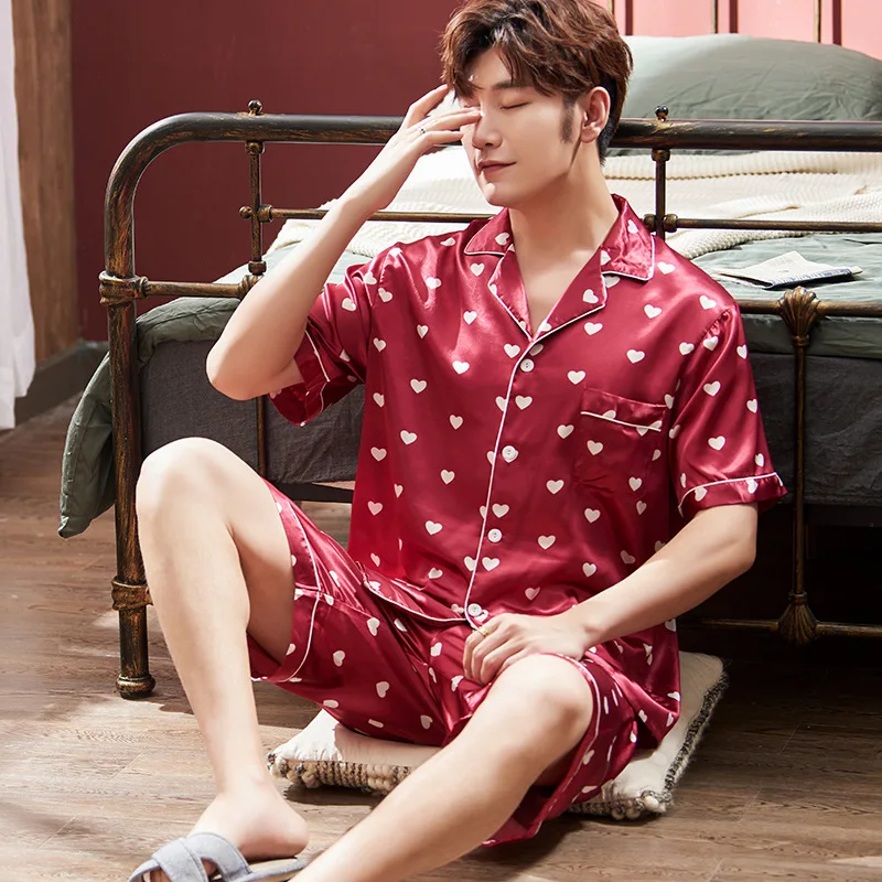 Пижама для влюбленных женская летняя тонкая пижама из ледяного шелка с короткими