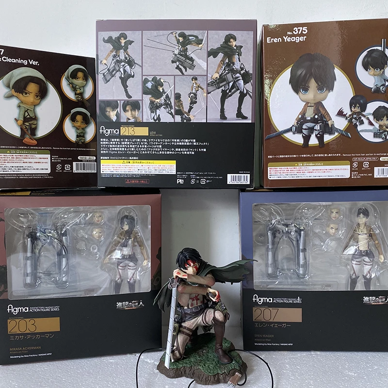 

Attack on Titan Artfx J Levi Battle Damage Figma Levi Eren Jaeger Mikasa Ackerman Levi Armin Arlert Hanji Zoe Sasha Braus Figure