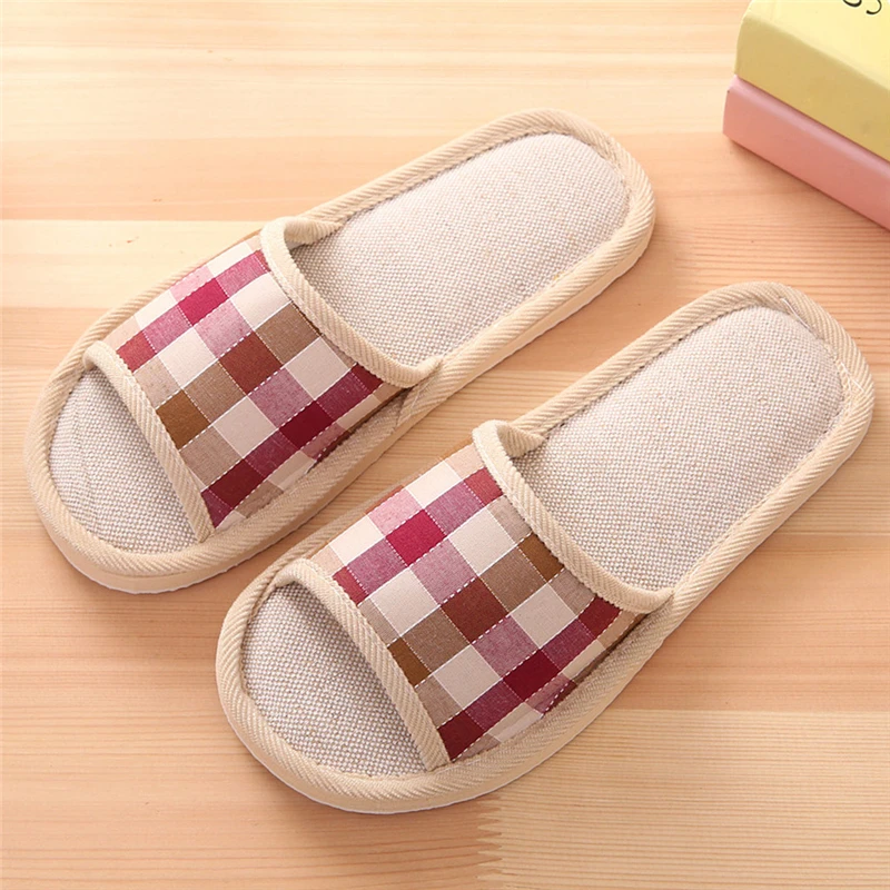 Женские модные повседневные домашние тапочки в мелкую клетку Домашняя обувь на