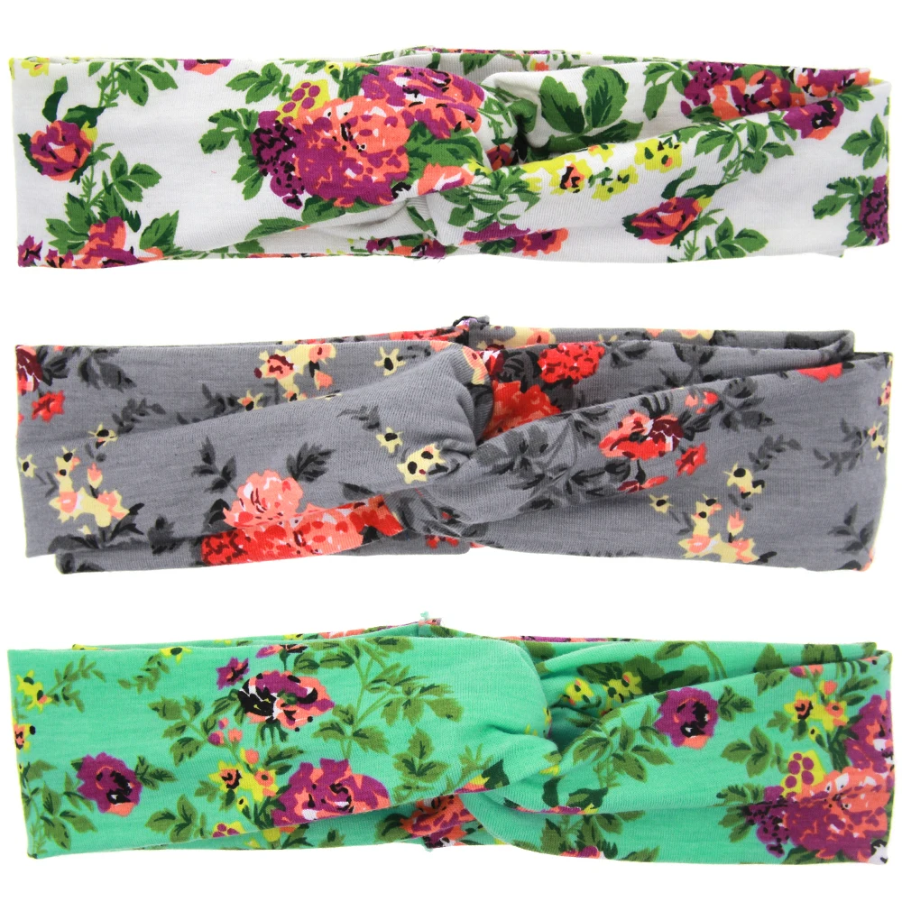 Новый Красочный цветочный ободок для новорожденных из хлопка и