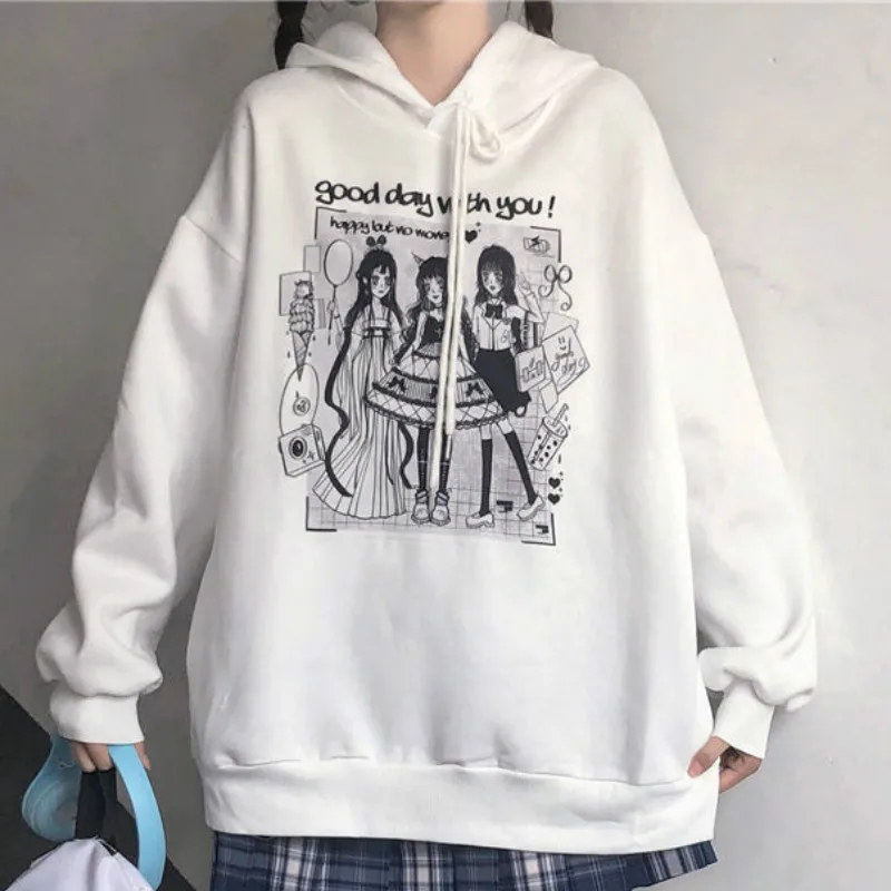 

Толстовка Женская в японском готическом стиле, Свитшот в стиле «лолита» с ангелом темного цвета, пуловер в стиле преппи для косплея, в стиле ...