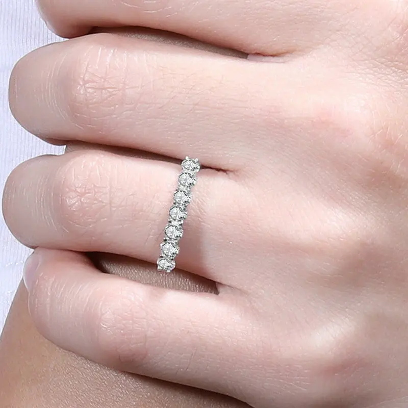 

7 Diamond Row Ring 0.6Ct Moissanite Ring Women 925 Sterling Silver Engagement&Wedding ring Fine Jewelry JA-33