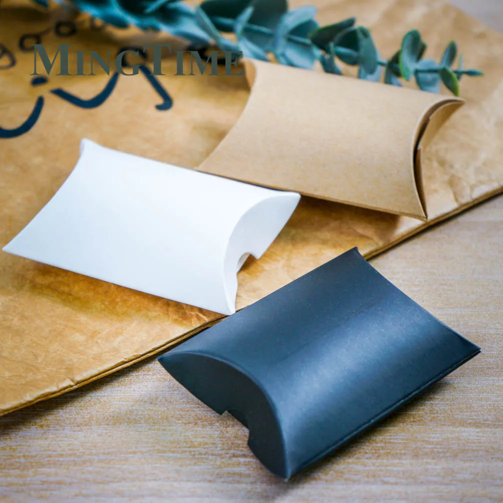 100 шт. коробки для конфет в форме подушки милая Упаковка из крафт-бумаги бумажные