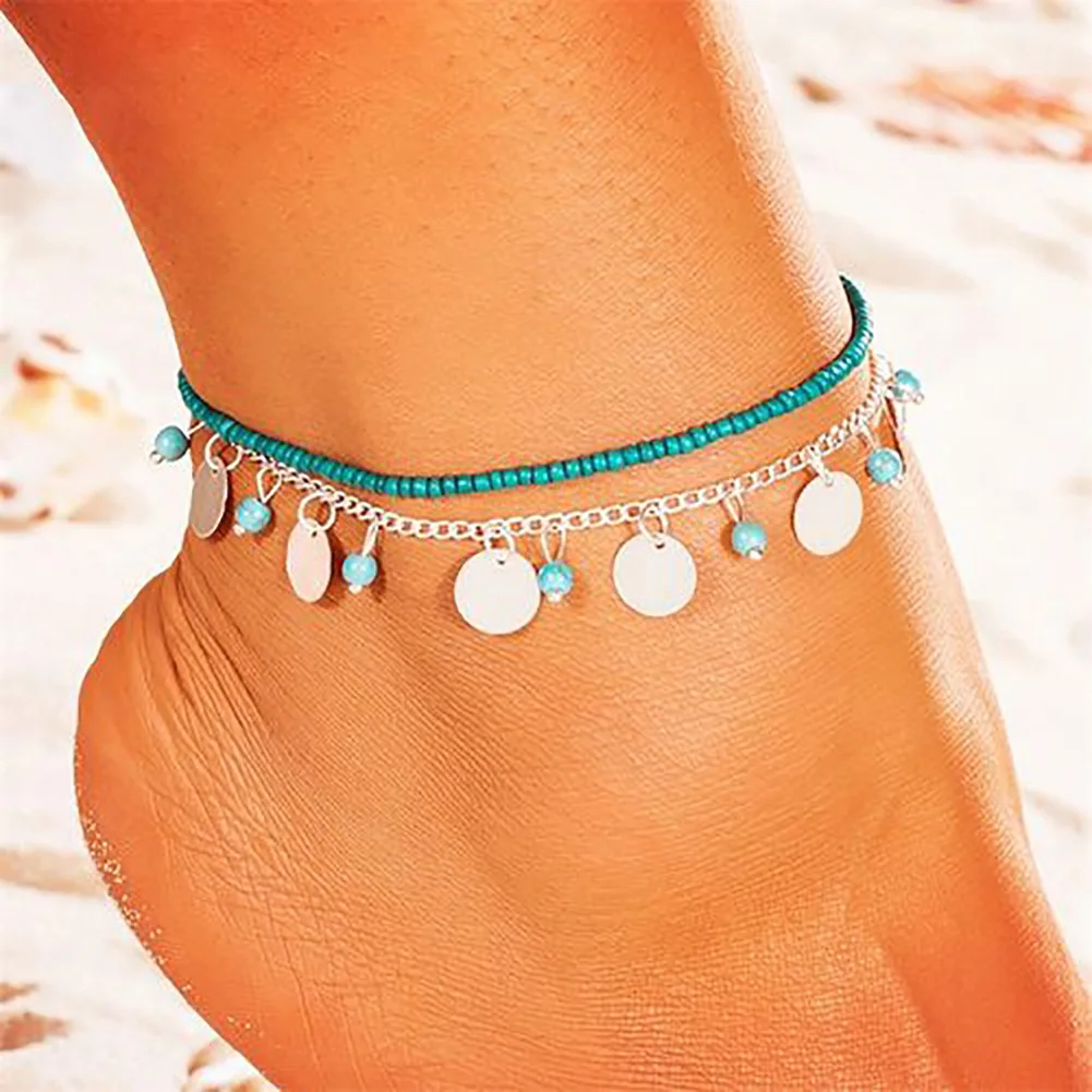 Браслеты на ногу женские из искусственного металла ювелирные украшения с