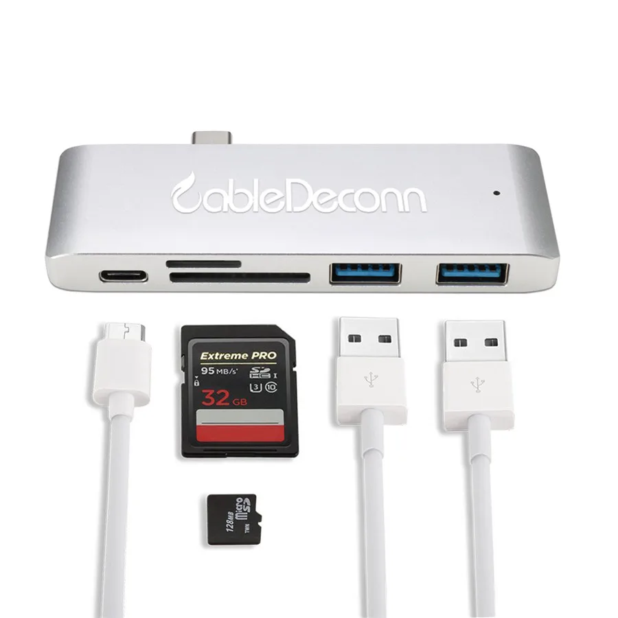USB C адаптер для type PD Быстрый зарядный порт концентратор с двойным 3 0 5 Гбит/с SD/TF