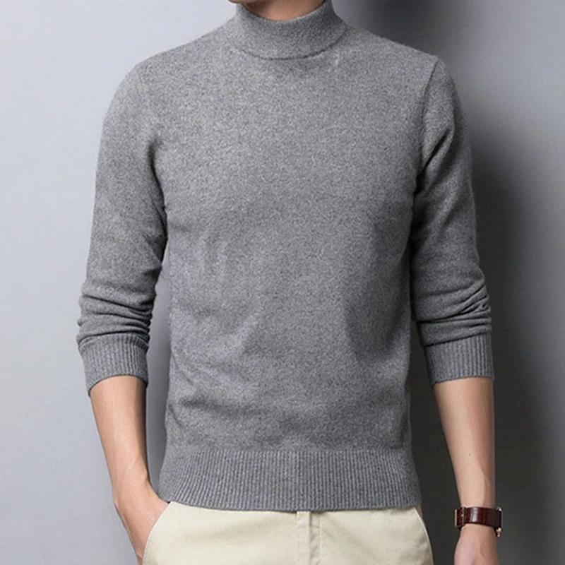 Осенне зимний вязаный свитер с воротником среднего возраста|Мужские парки| |