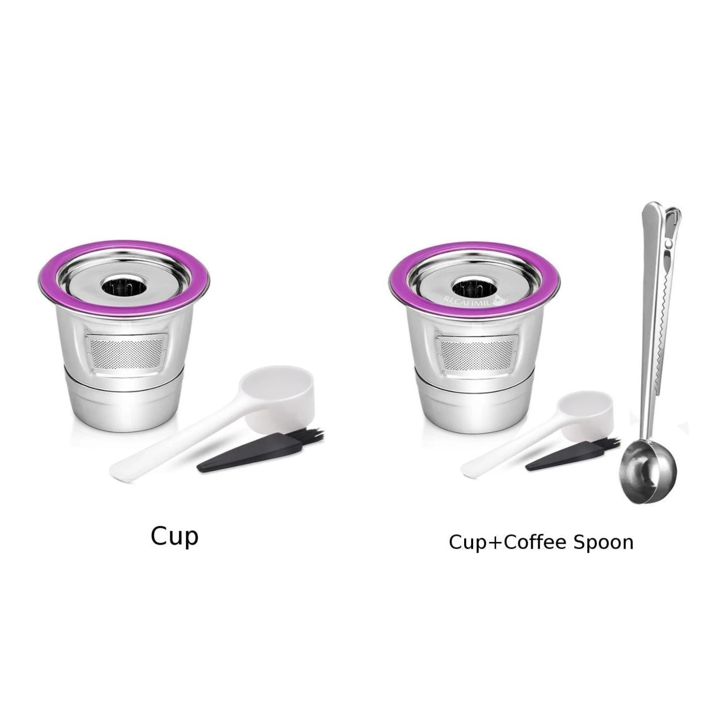Sets Plastics Spoons Brush K-Cups For Keurig K200-K560 Stainless Steel Reusable Coffee Capsule Cup Coffeware |