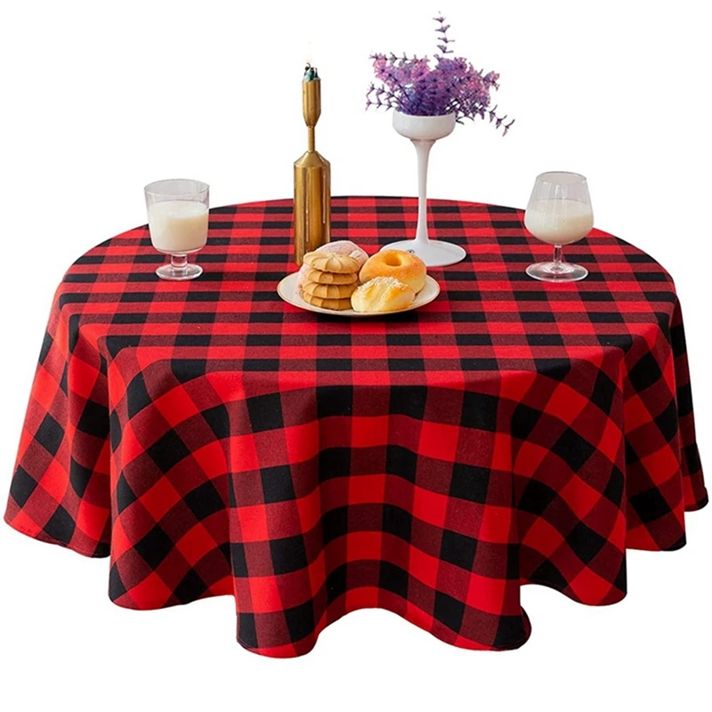 55 Inch Buffalo Plaid Round Tablecloth Checkered Table Cover for Wedding Kitchen Dinning Room | Дом и сад
