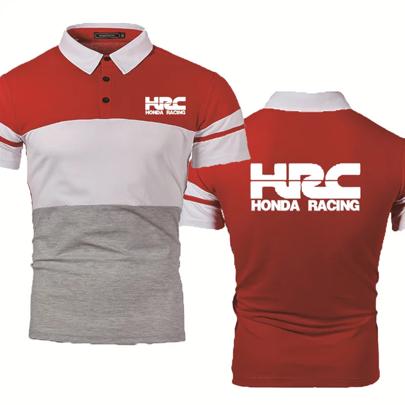 

2021NEW Men's short sleeve HRC race motorcycle Car Logo Summer Fashion Slim fit Cotton lapel-neck Short sleeve Men's polo shirt