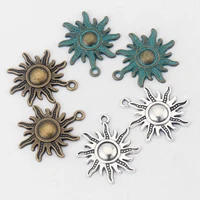 20pcs antique greek bronze patina verdigrissilver color sunflower charms pendants for necklace bracelet earring jewelry making